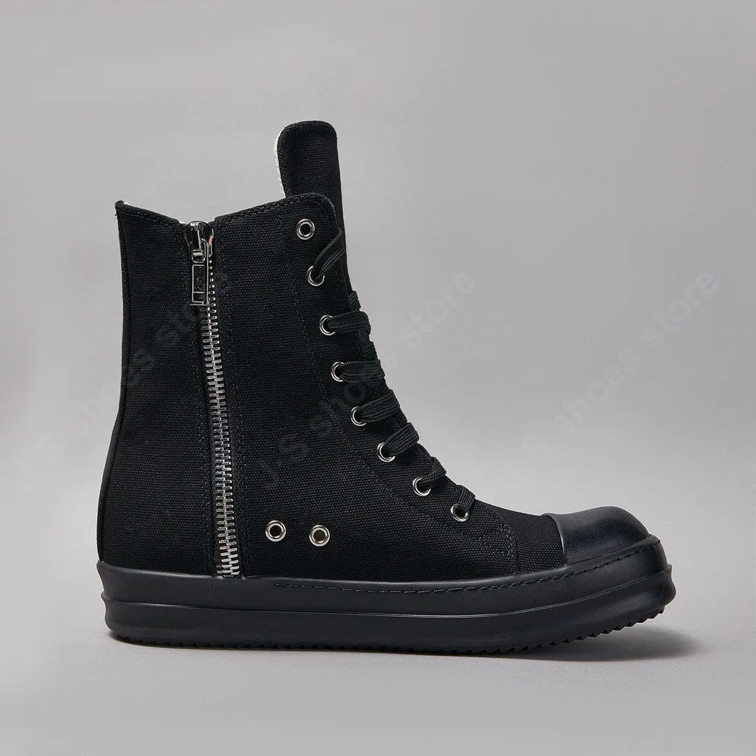 Ro Classic Boots Men Shoe Women Sneaker Full Black Canvas High Top Shoes Casual Sneakers Zipper Lace Up Luxury Ankle Boot