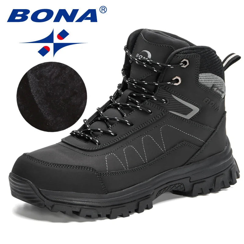 BONA  New Arrival Outdoor Hiking Boots Men Winter Shoes Walking Climbing Shoes Man Mountain Sport Boots Masculino Trendy fre