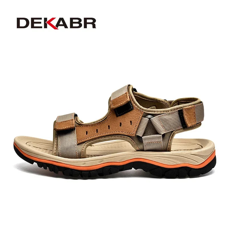 DEKABR Sandals For Men Outdoor Fashion Summer Men Shoes Genuine Leather Non-slip Beach Slip-On Daily Footwear Men Sandals