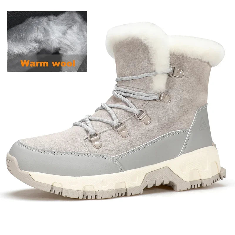 HUMTTO Winter Hiking Boots Leather Trekking Women's Trainers Luxury Designer Snow Boots Outdoor Casual Shoes 2024 Woman Sneakers