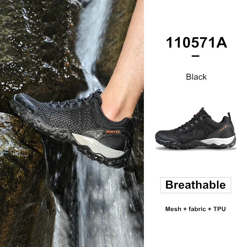 Humtto – Chaussures de randonnée en cuir résistantes à l’usure pour hommes, chaussures de sport de plein air à lacets, baskets d’escalade, de trekking et de chasse