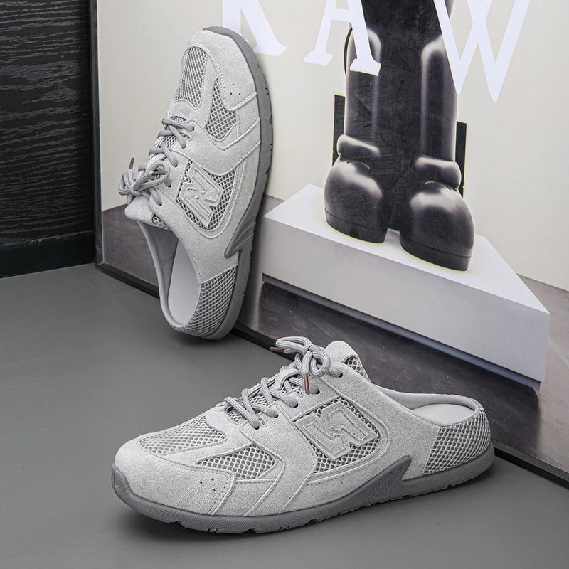 Men's Casual Half Slippers Breathable Casual Shoes for Men Fashion Lace Up Shoes Luxury Soft Sole Running Shoes Men Tenis Shoes