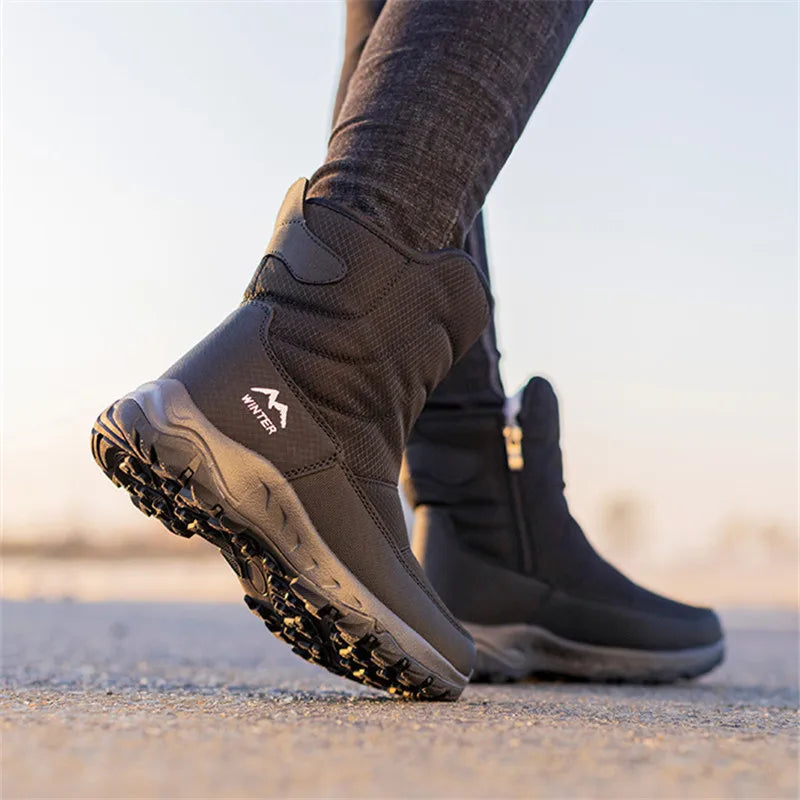 Bottes de marque pour hommes, bottes de neige imperméables d'hiver unisexes montantes, garde au chaud, bottines d'extérieur en coton, baskets décontractées
