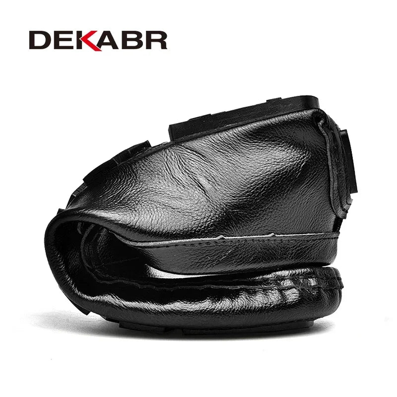 DEKABR Leather Men Shoes Casual Men Fashion Breathable Driving Shoes Designer Men's Loafers Handmade Moccasins Plus Size 38-47