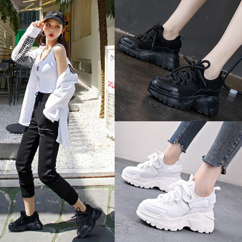 Fujin 8cm 2024 Genuine Leather Suede Casual Chunky Sneakers Luxury Platform Wedge Women Spring Autumn Summer Fashion Comfy Shoes