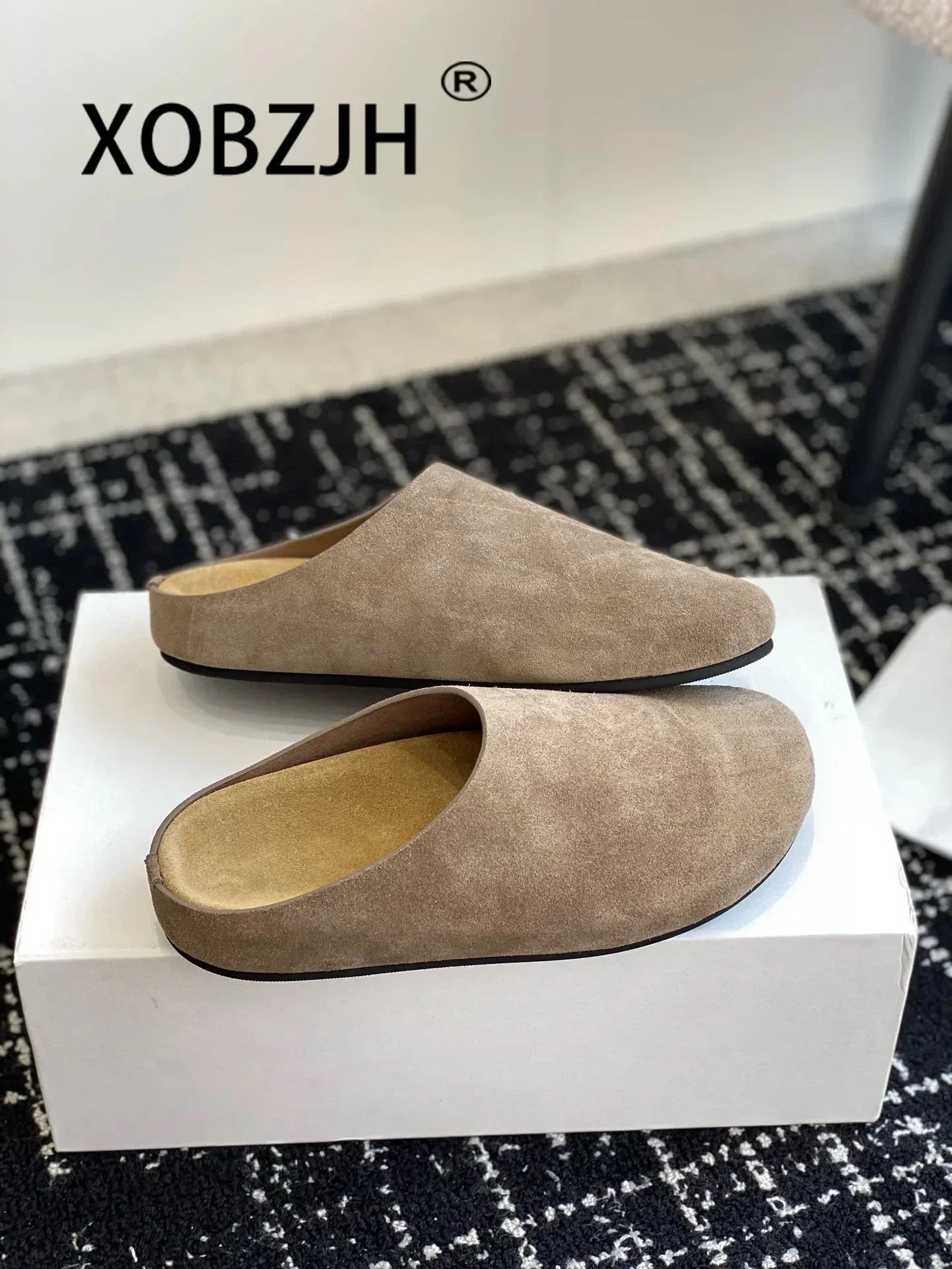 2024 Flat Slippers High Quality New Women KidSuede Mules Shoes Round Toe Casual ComfortSlides Woman Thick Sole Slippers Woman