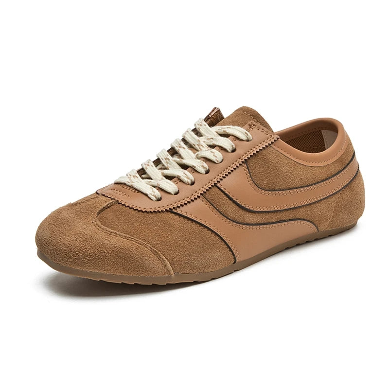 German Training Shoes Women 2025 New Genuine Leather Women Sneakers Flat Lace-up Retro Large Size Forrest Gump Shoes Women