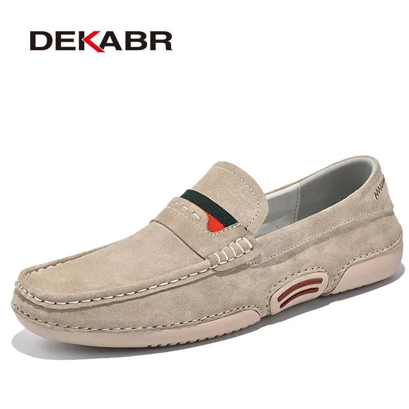 DEKABR Summer Men Casual Shoes Luxury Brand Genuine Leather Men Loafers Moccasins Breathable Slip on Italian Style Driving Shoes