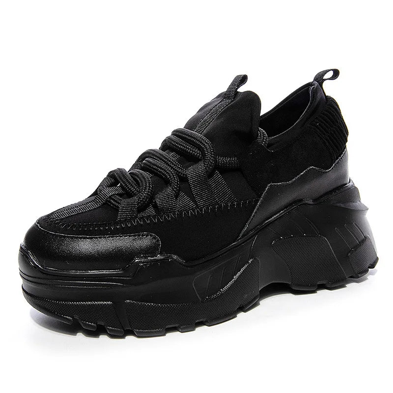 Fujin 8cm 2024 Genuine Leather Suede Casual Chunky Sneakers Luxury Platform Wedge Women Spring Autumn Summer Fashion Comfy Shoes