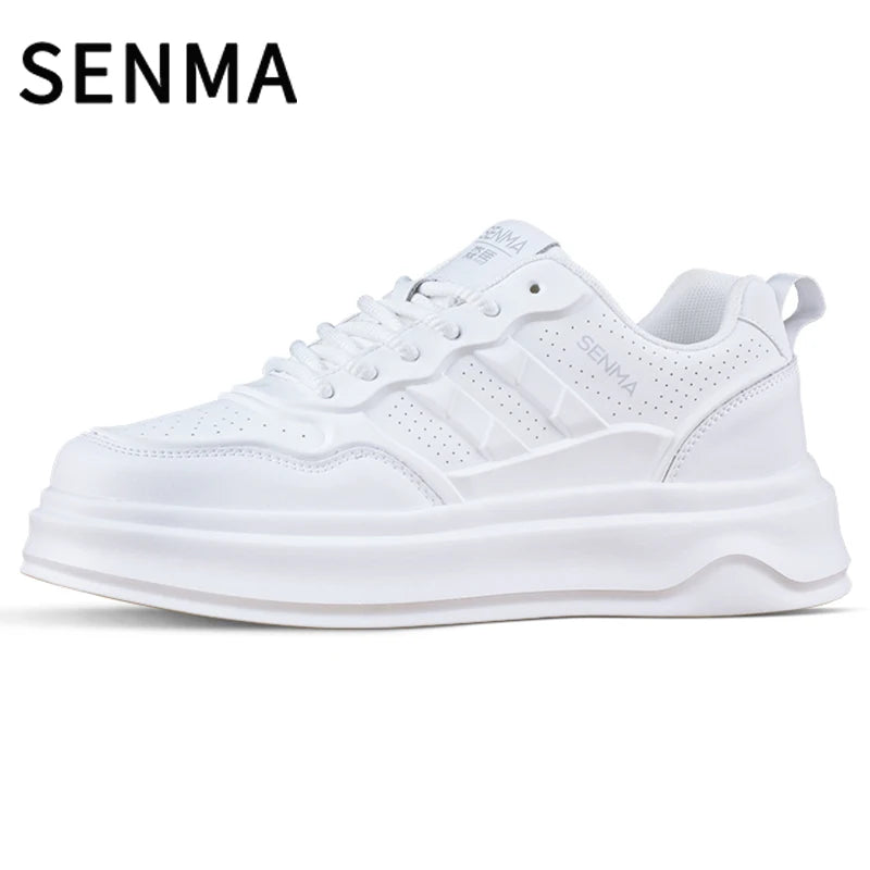SENMA Men's Shoes 2025 Breathable Sports and Leisure Board Shoes Men's Sneakers Leather Soft Bottom White Tennis / Walking Shoes