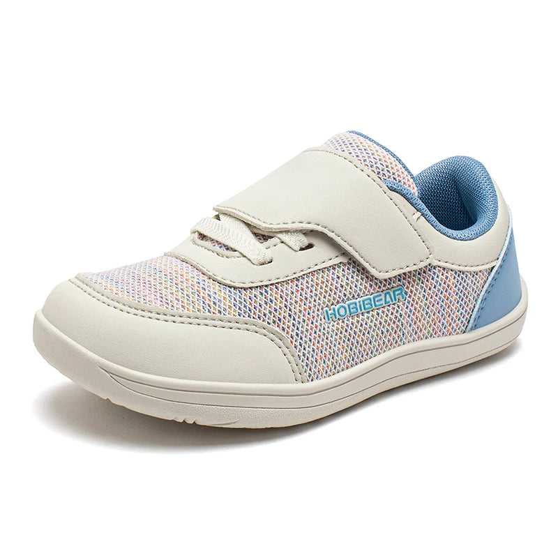 HOBIBEAR Wide Toe Kids Barefoot Sneakers Boys Girls Zero Drop Walking Shoes Mesh Hook Loop Minimalist Sneakers