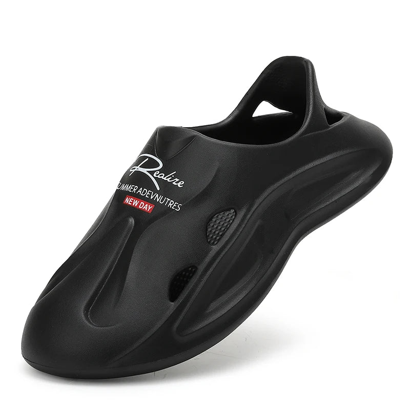 STRONGSHEN Men's Shoes Summer Outdoor Non-Slip Breathable Hollow Out Beach Water Shoes Slip-on Soft-sole EVA Sandals for Men