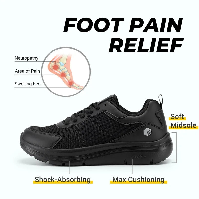 FitVille Wide Width Men's Walking Shoes Cushioning Lightweight Breathable Sneakers Shoes for Plantar Fasciitis Pain Relief