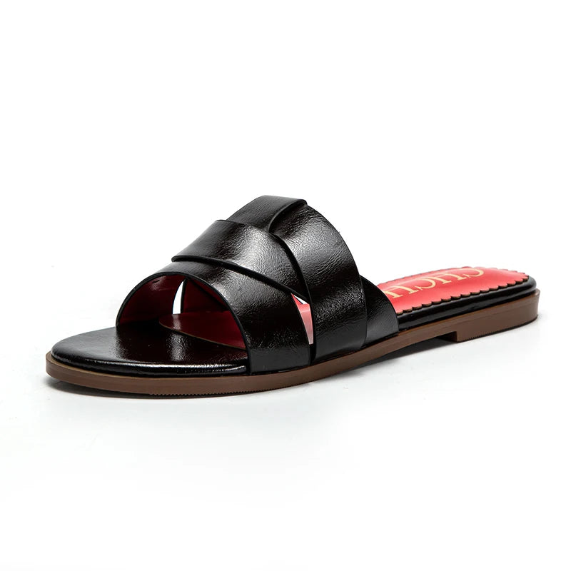 Women's Slippers PU Material Outdoor Flat Bottom Beach Tourism Summer Women's Slippers luxury brand 2024 summer