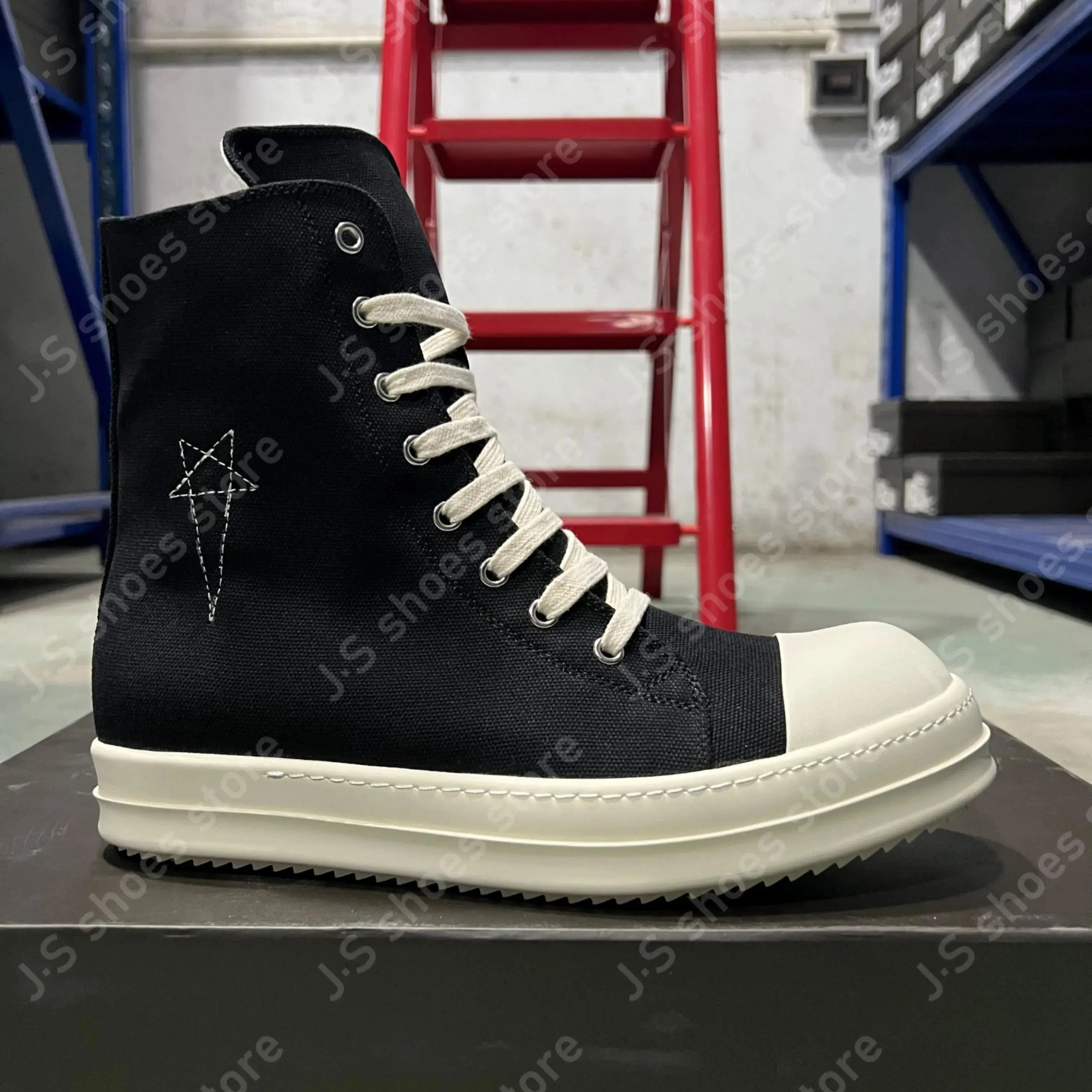 R-o Classic Design Black Canvas High Top Shoes Boot Men Shoe Genious Sneakers Zipper Women Ankle Boots Casual Sneaker