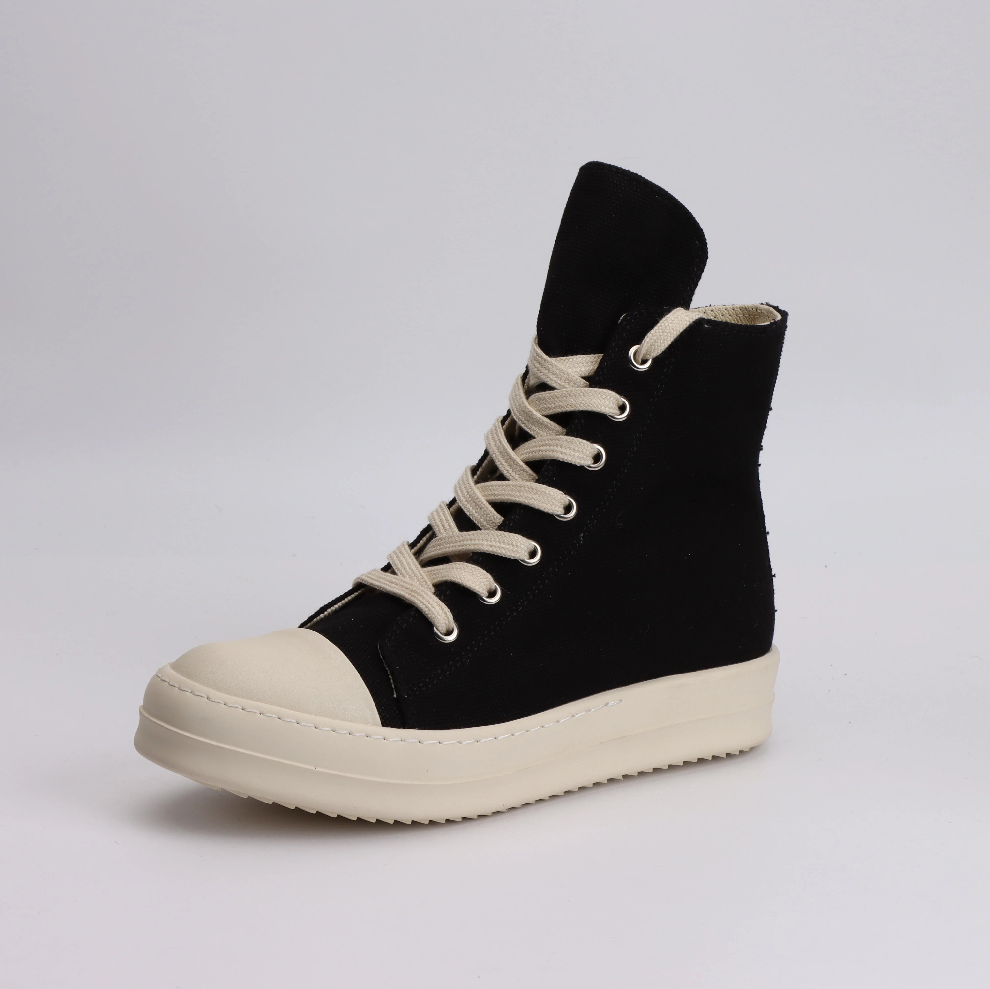 Ricks Genious Black Suede Leather High Top Owens Quality Shoe Women Sneaker Casual Jumbo Lace Designer boots & Shoes