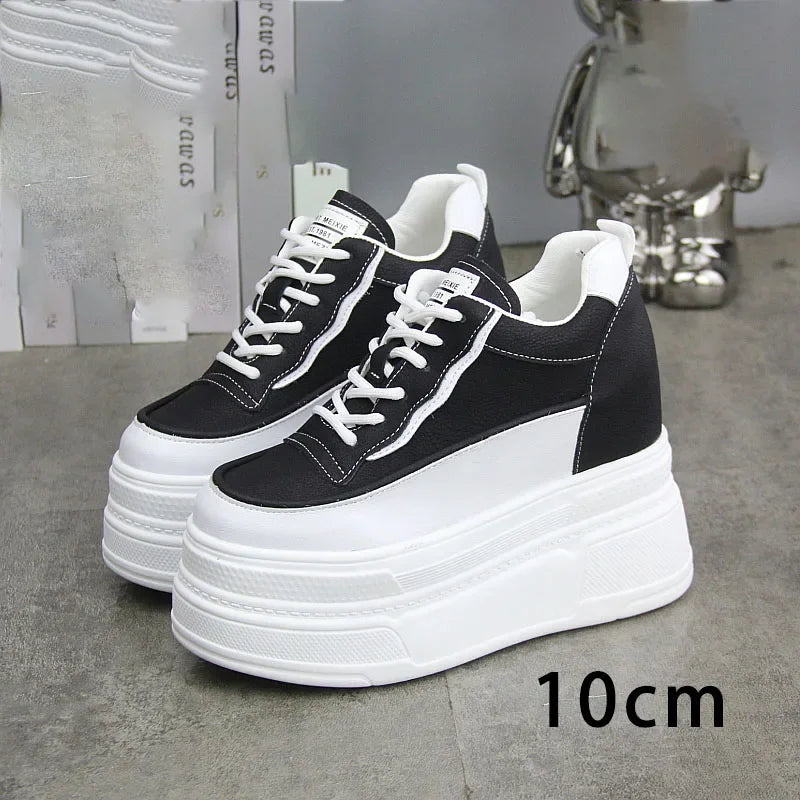 Fujin 10-11CM Synthetic Genuine Leather Boot Ankle Winter Plush Women Autumn Spring Cowboy Platform Wedge High Brand Shoes