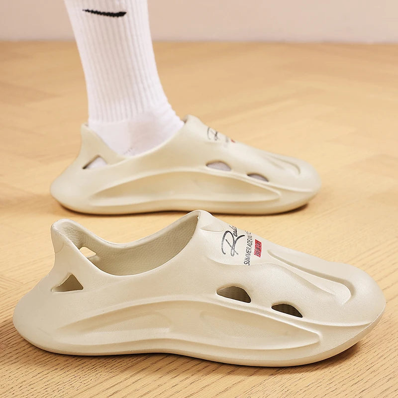 STRONGSHEN Men's Shoes Summer Outdoor Non-Slip Breathable Hollow Out Beach Water Shoes Slip-on Soft-sole EVA Sandals for Men