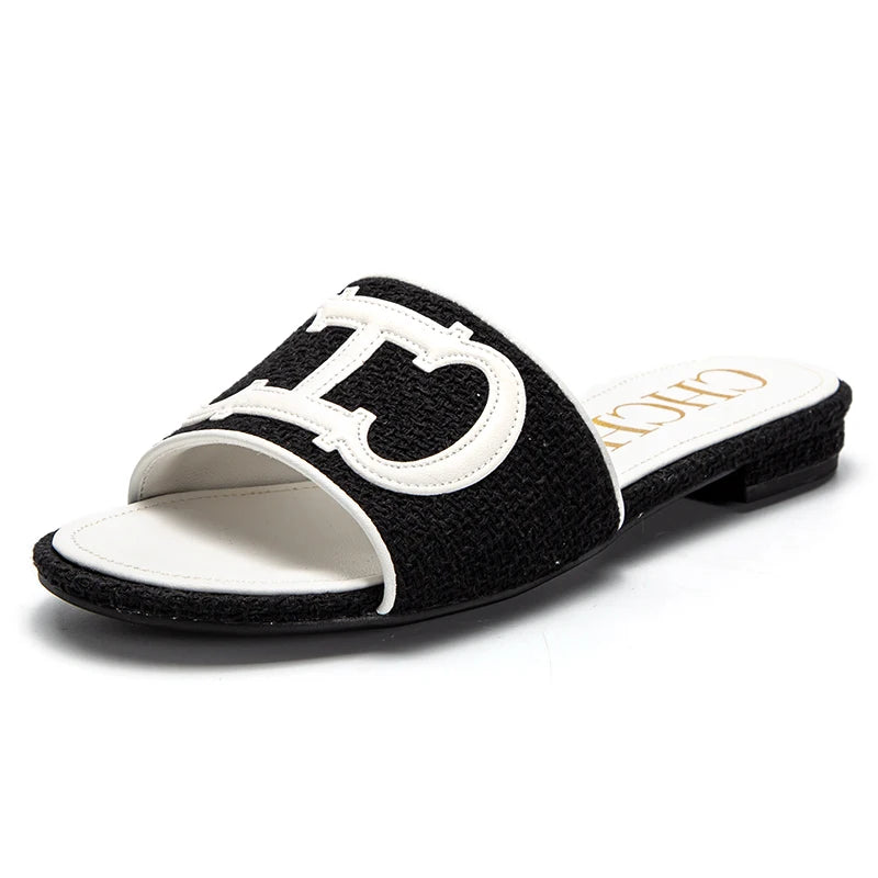 Women's Slippers yellow New Fabric Fashion Flat Sandals Business Banquet Women's Shoes