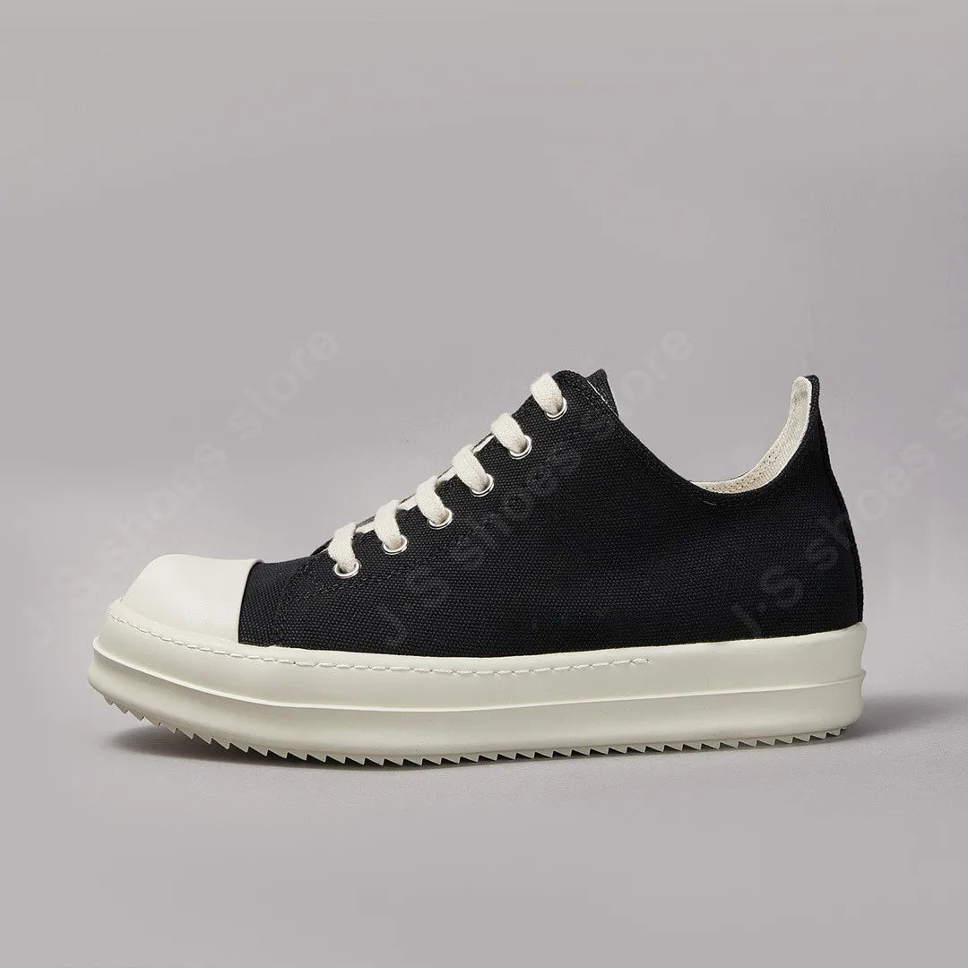 Ro Classic Men Shoe Women Sneakers Black Canvas Low Top Casual Shoes Thick Sole Lace Up Luxury Flat Sneaker