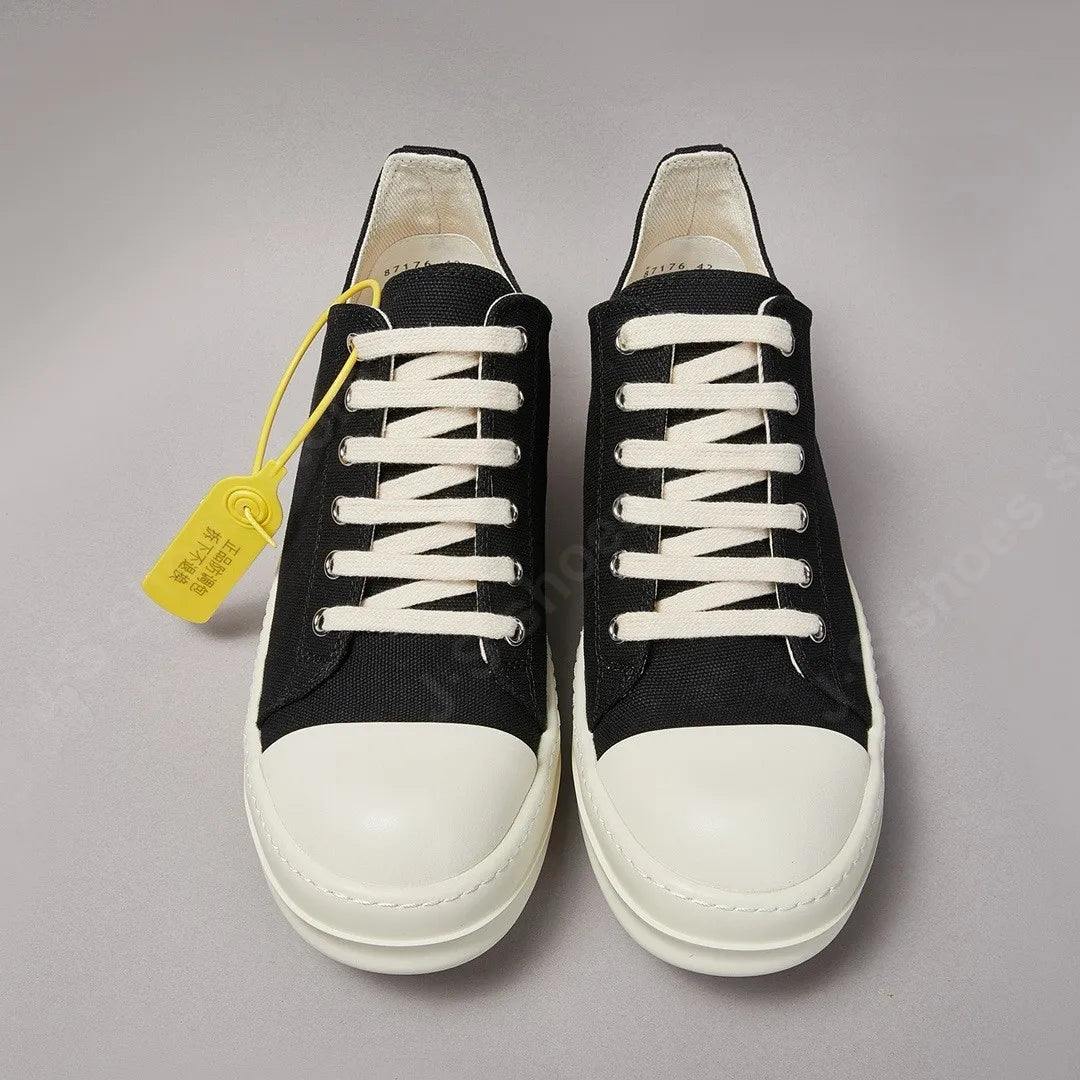 Ro Classic Men Shoe Women Sneakers Black Canvas Low Top Casual Shoes Thick Sole Lace Up Luxury Flat Sneaker