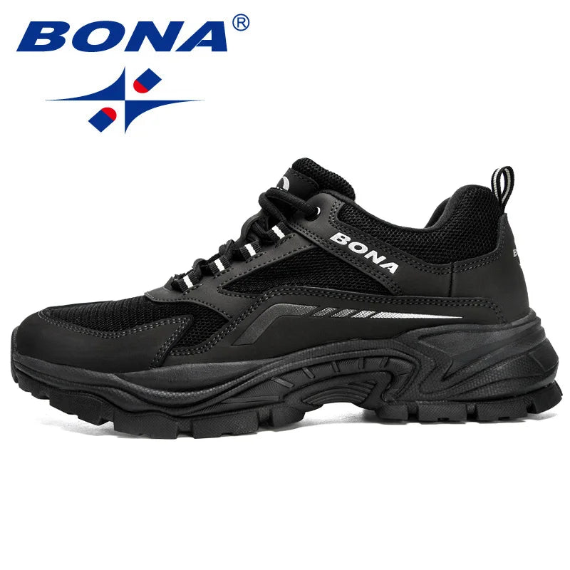 BONA new designer classic running shoes, men's sports shoes, men's walking breathable shoes