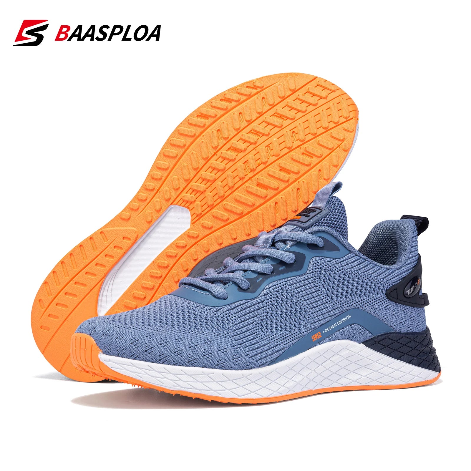Baasploa Men Sneakers New Fashion Mesh Breathable Tennis Male Casual Running Shoes Non-Slip Knit Lightweight Walking Shoes