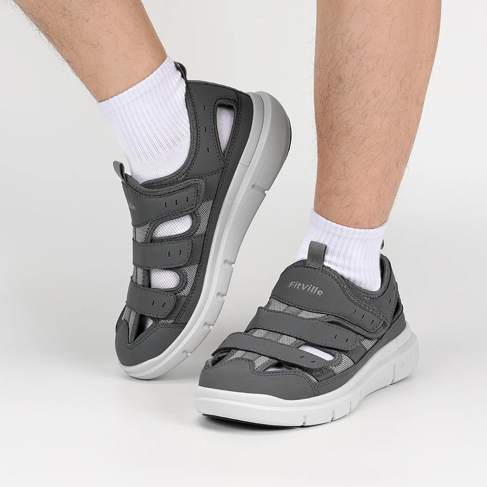 FitVille Men'S Sandals Widened Diabetes Shoes Mens Casual Shoes Lightweight For Plantar Fasciitis Arch Support Relief Pain