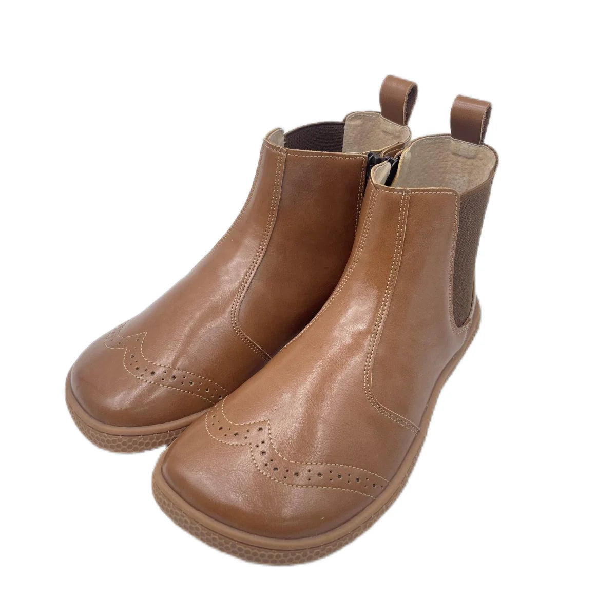 Tipsietoes Chelsea Barefoot Autumn Genuine Leather Boots With Leather Linning Inside Women Wider Toes Box Zero Soft Drop Sole