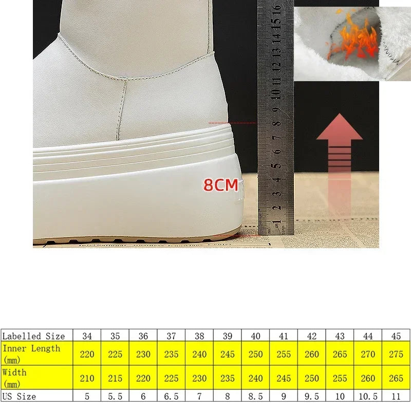 Fujin Snow Boots 2024 Women Boots Warm Genuine Leather Autumn Winter Motorcycle Booties Platform Super Thick Sole Shoes