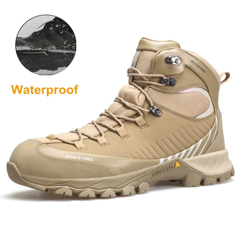 HUMTTO Waterproof Hiking Shoes Luxury Designer Outdoor Trekking Boots for Men Climbing Sneakers Leather Safety Mens Ankle Boots