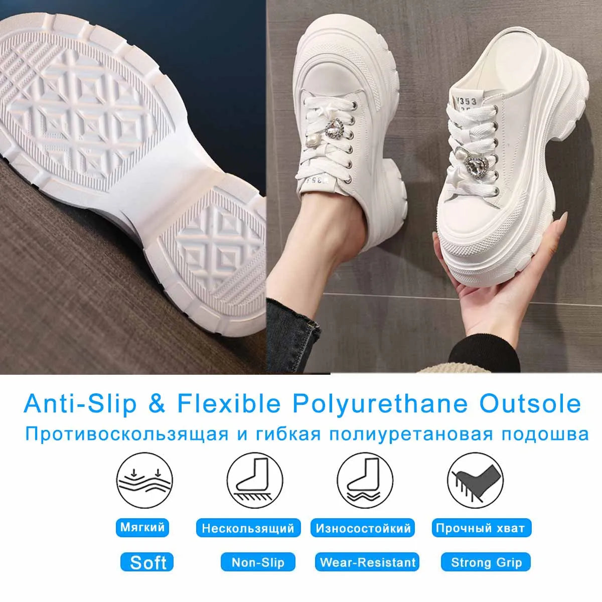 Fujin 9cm Denim Leather Platform Wedge Flats Shoes Chunky Sneaker Casual Comfy Platform Wedge High Brand Slipper Shoes