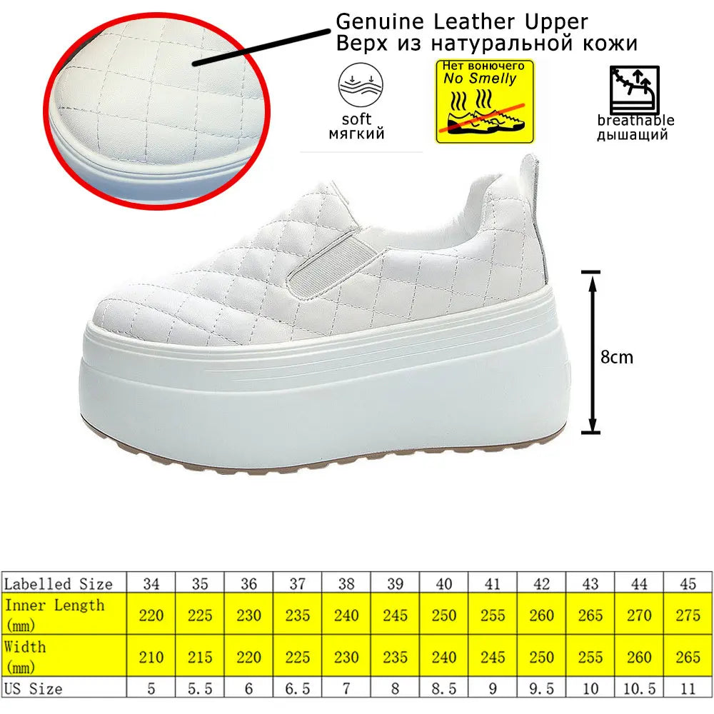 Fujin 8cm Sewing Genuine Leather Platform Wedge Female Women Sneakers Chunky Spring Autumn Women Casual Vulcanize Comfy Shoes