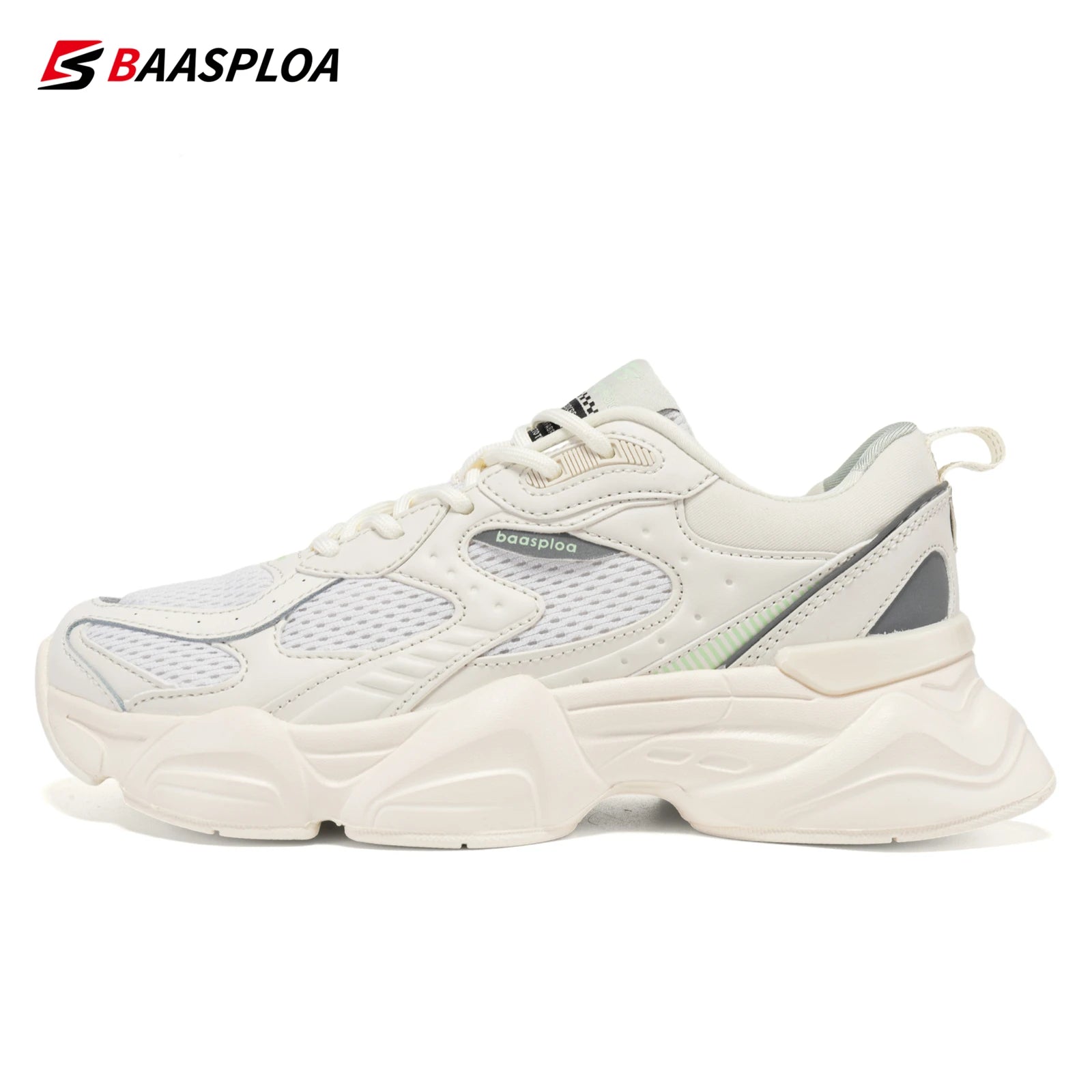 Baasploa Women Walking Shoes Fashion Leather Sneakers Lace Up Outdoor Shoe Antiskid Sport Tennis Lightweight Female Running Shoe