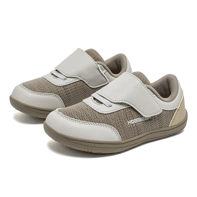HOBIBEAR Wide Toe Kids Barefoot Sneakers Boys Girls Zero Drop Walking Shoes Mesh Hook Loop Minimalist Sneakers