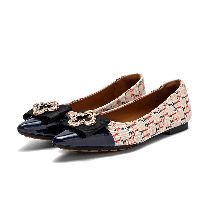 Woman shoes Flat Lazy One Foot Stirrup Leather Loafers Pointy Toe Bowknot Luxury Brand New