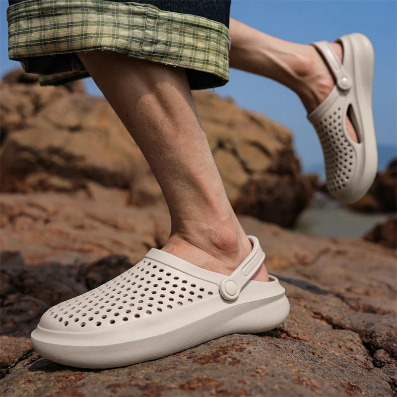 STRONGSHEN Men Sandals EVA Slippers Garden Platform Sandals Man Summer Shoes Breathable Sneakers Outdoor Flip Flops Home Clogs