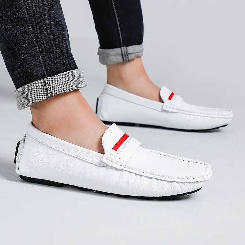 STRONGSHEN Men Shoes Slip on Flats Moccasins Mens Breathable Casual Leather Shoes Luxury Brand Loafers Driving Shoes for Men