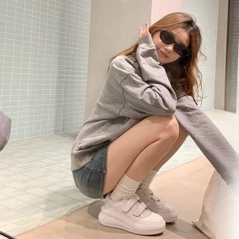 Koznoy 6cm 8cm 10cm 12cm Genuine Leather Booties Retro Spring Platform Autumn Flats Hook Chimney Women Boots Ankle Shoes