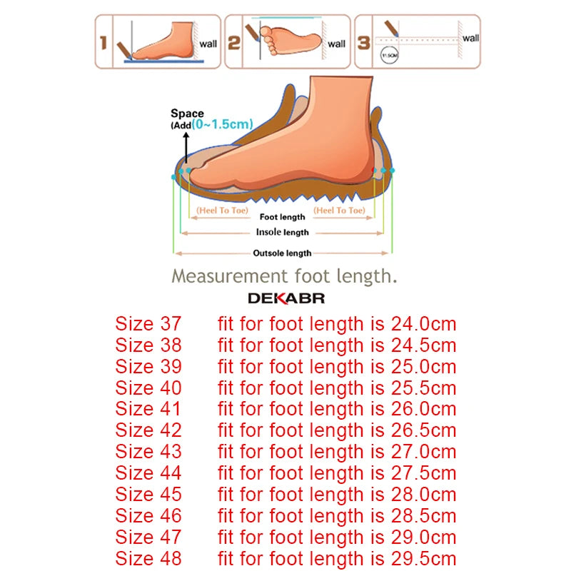 DEKABR Men Shoes Genuine Leather Black Brown Men Flat Shoes Classic Hand Sewing Men Flats Zapatos Hombres Big Size 37-48