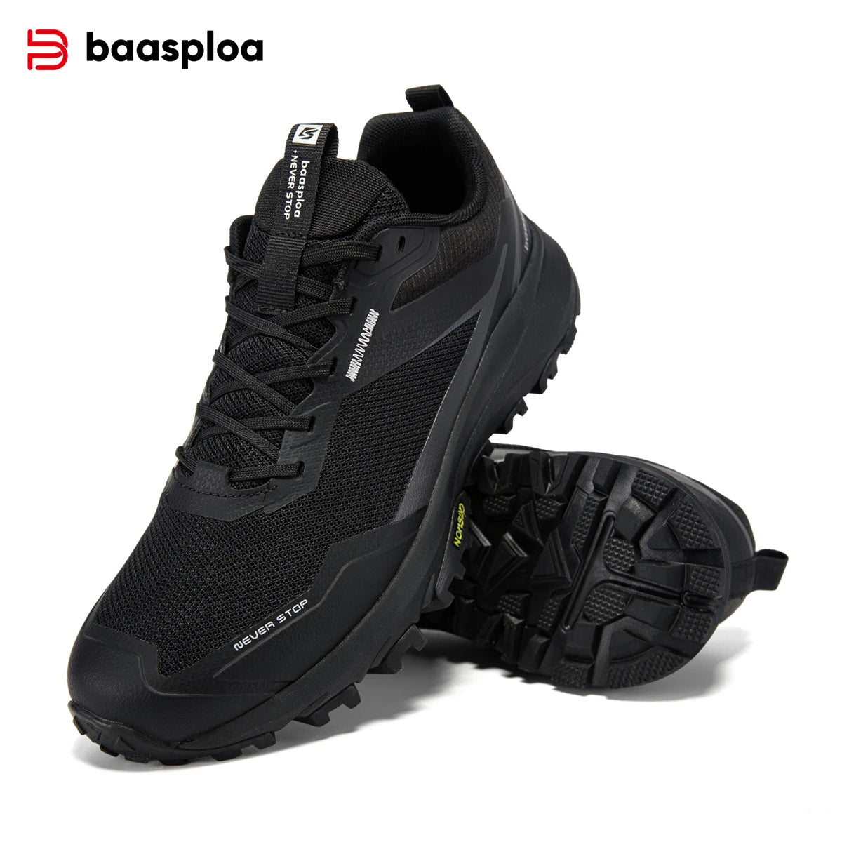 Baasploa New Hiking Shoes Men Outdoor Lightweight Camping Waterproof Sneakers Male Casual Non-slip Wear-Resistant Walking Shoes