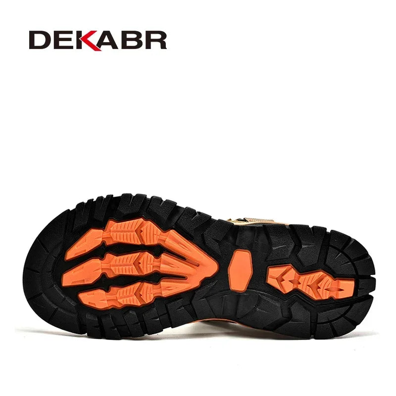 DEKABR Sandals For Men Outdoor Fashion Summer Men Shoes Genuine Leather Non-slip Beach Slip-On Daily Footwear Men Sandals