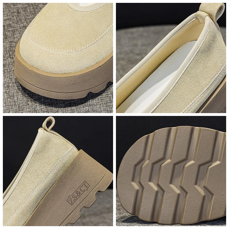 Fujin 6cm 2025 Suede Cow Genuine Leather Spring Combat Shoes Women Platform Wedge Flats Ladies Booties Autumn Ankle Booties