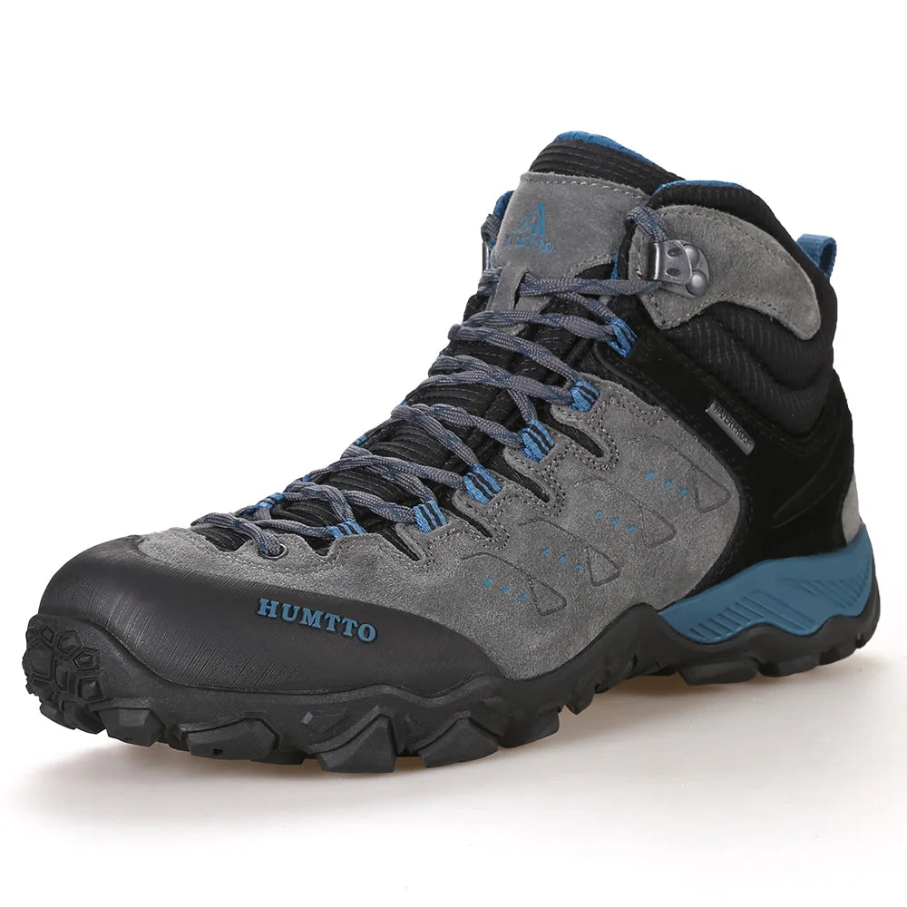 HUMTTO Hiking Shoes Genuine Leather Men's Sports Shoes Non-slip Winter Outdoor Safety Sneakers Breathable Trekking Boots for Men