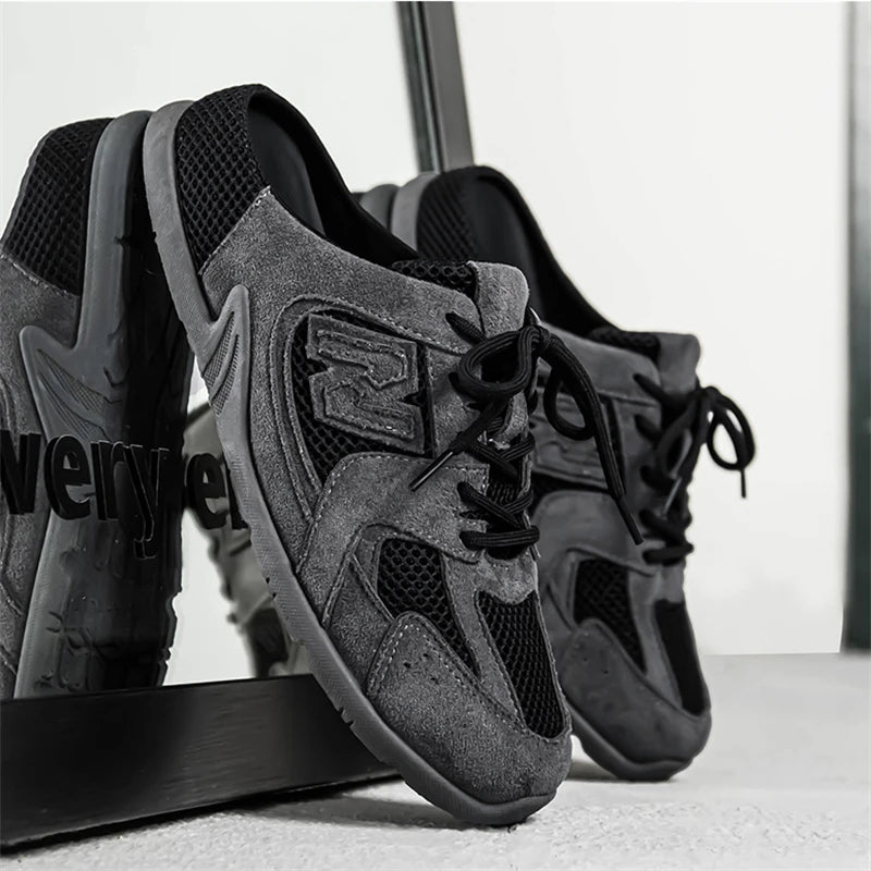 Men's Casual Half Slippers Breathable Casual Shoes for Men Fashion Lace Up Shoes Luxury Soft Sole Running Shoes Men Tenis Shoes