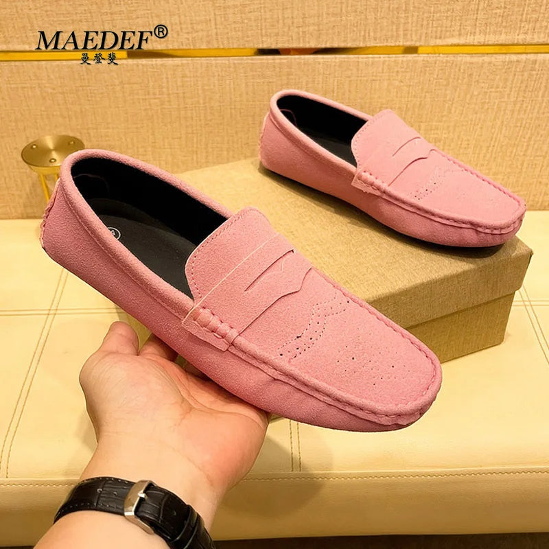 MAEDEF Loafers Men Suede Casual Party Dress Shoes Slip on Moccasins Men Flats Shoes Comfortable Size 48 Fashion Mens Shoes