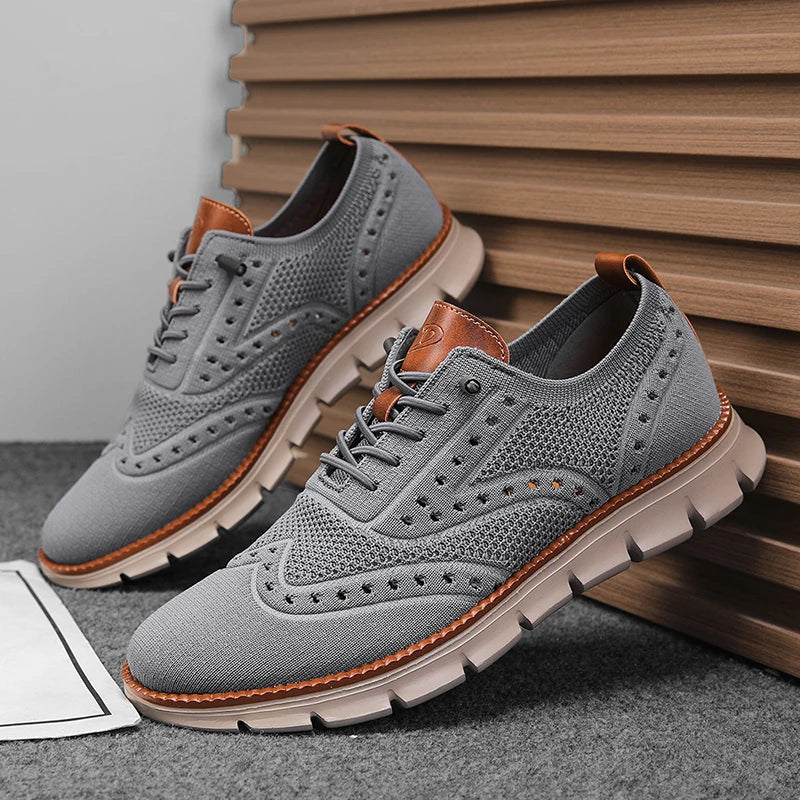 Plus Big Size 50 51 52 53 54 Mens Stylish Mesh Shoes Brogues Loafers Summer Lightweight Breathable Non-Leather Casual Shoes