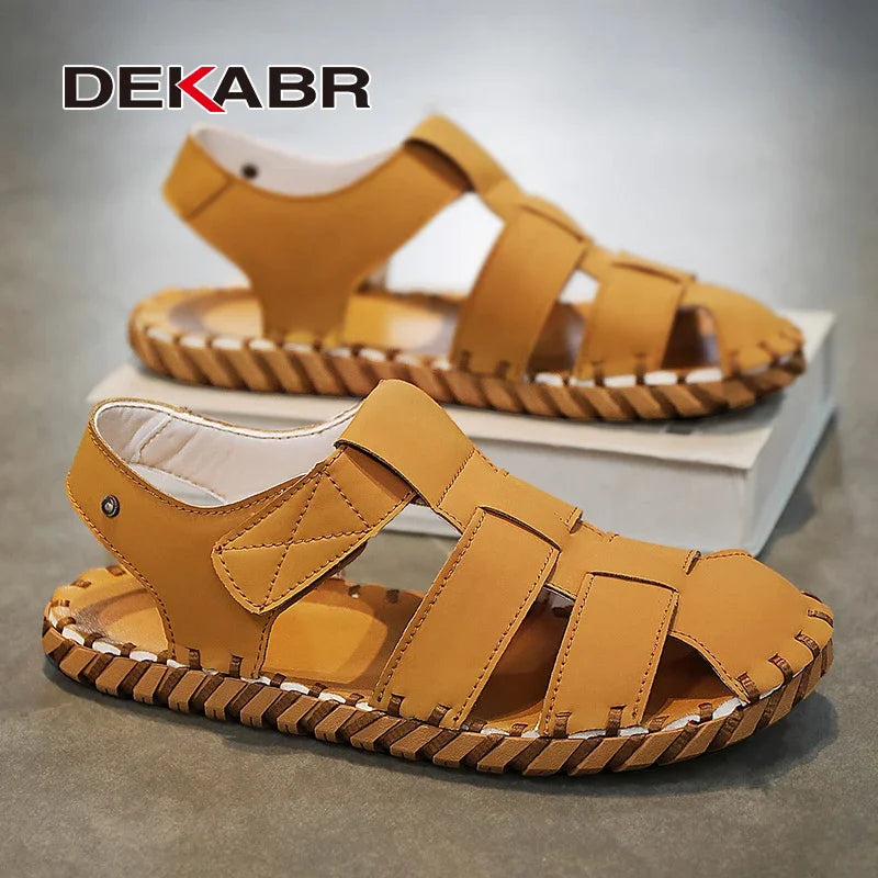 DEKABR Handmade Men Sandals Leisure Beach Shoes Fashion Boy Luxus Pu Leather Big Plus Size 38-46 Shoes Men