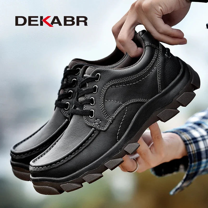 DEKABR New Man Genuine Leather Loafers Men Moccasin Sneakers Flat High Quality Causal Men Shoes Footwear Boat Shoes Size 38-45