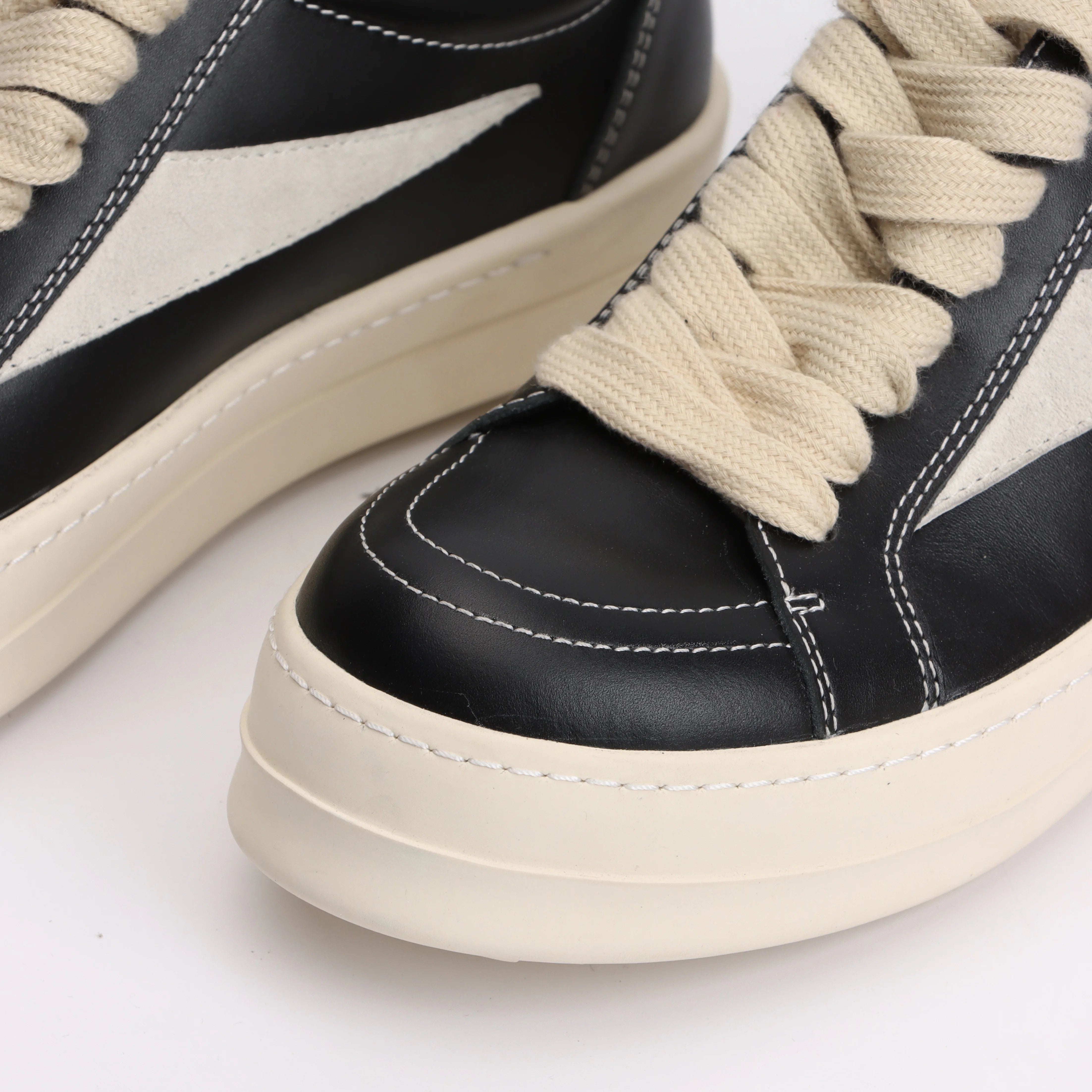 Rick Shoes Low Cut Genuine Leather Thick Sole Black and White Retro Dark Board Shoes Women's Boots Trend 2024 Shoes for Women